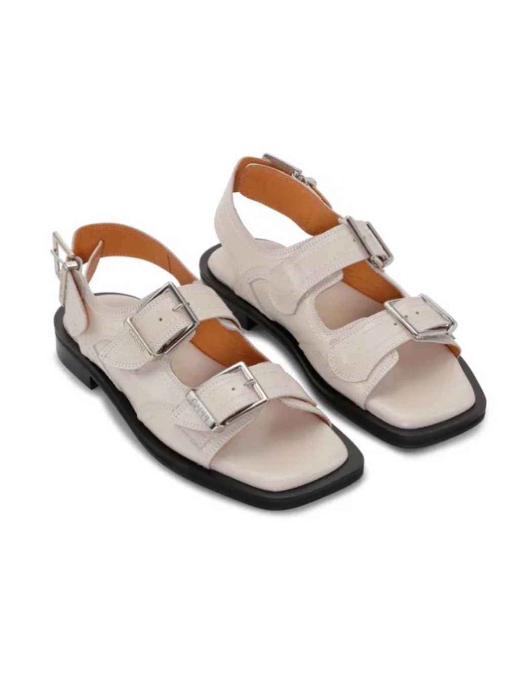 Ganni Western Embroidered Leather Sandals